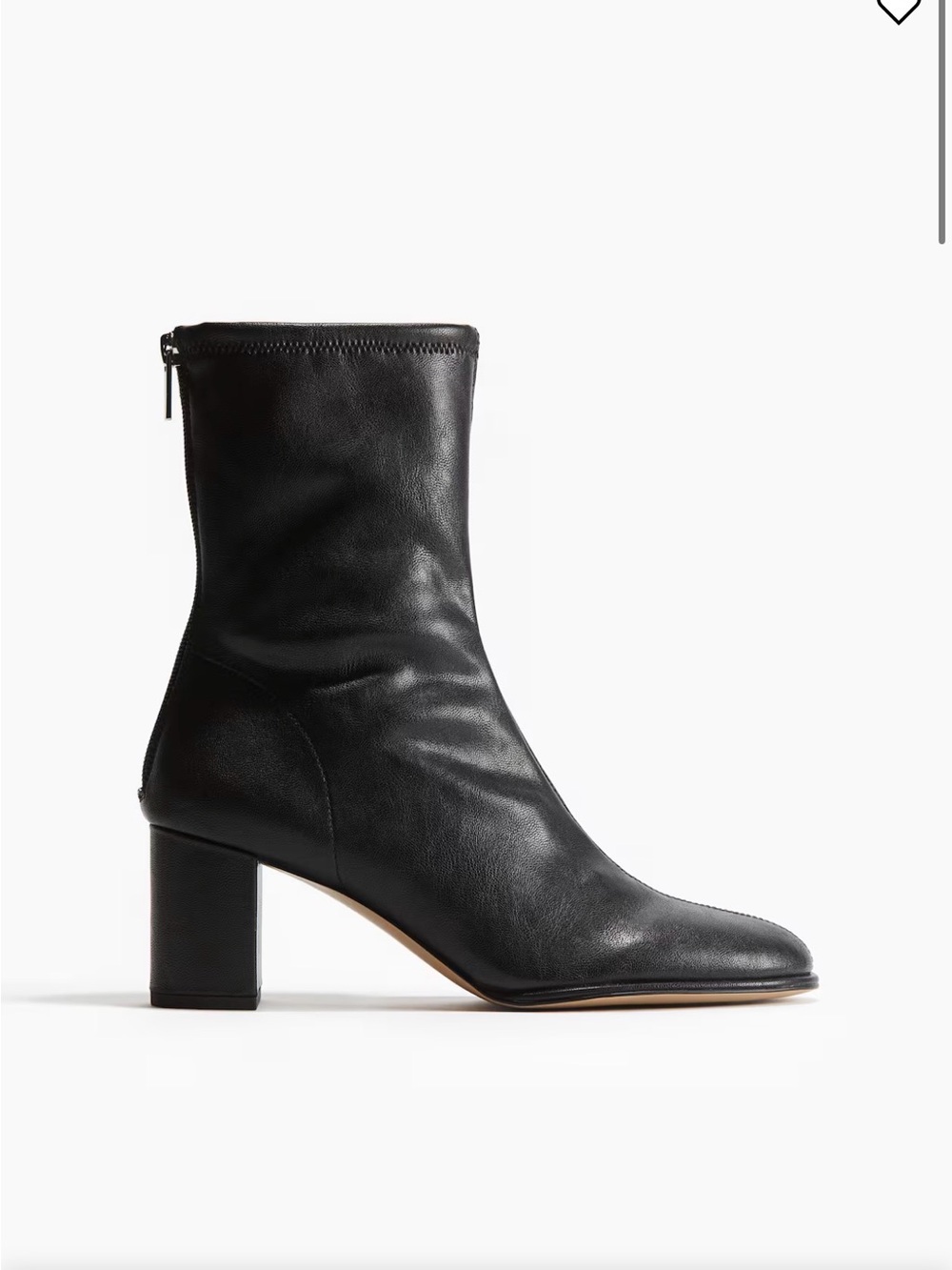 H&M Black Leather Block-Heel Ankle Boots